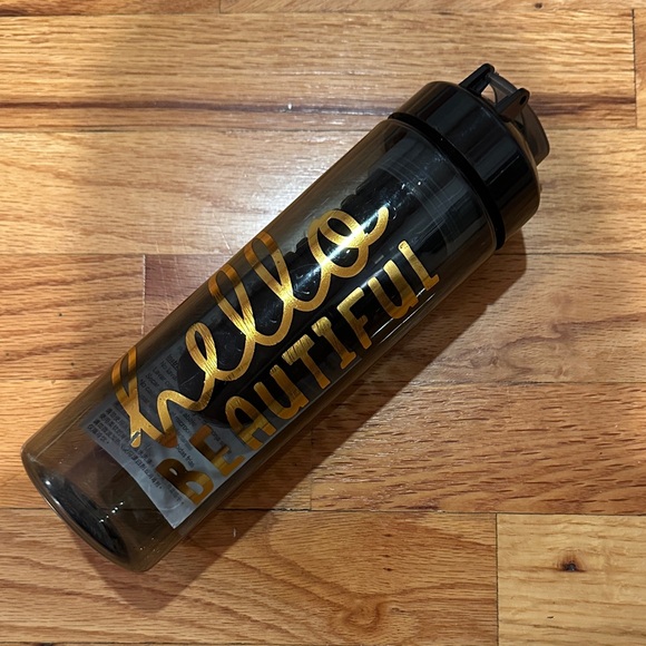 Other - Black Water Bottle with Gold 'Hello Beautiful' Text